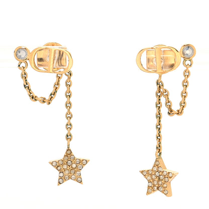 Christian Dior Crystal Petit CD Star Chain Earrings Gold 1 of 4
