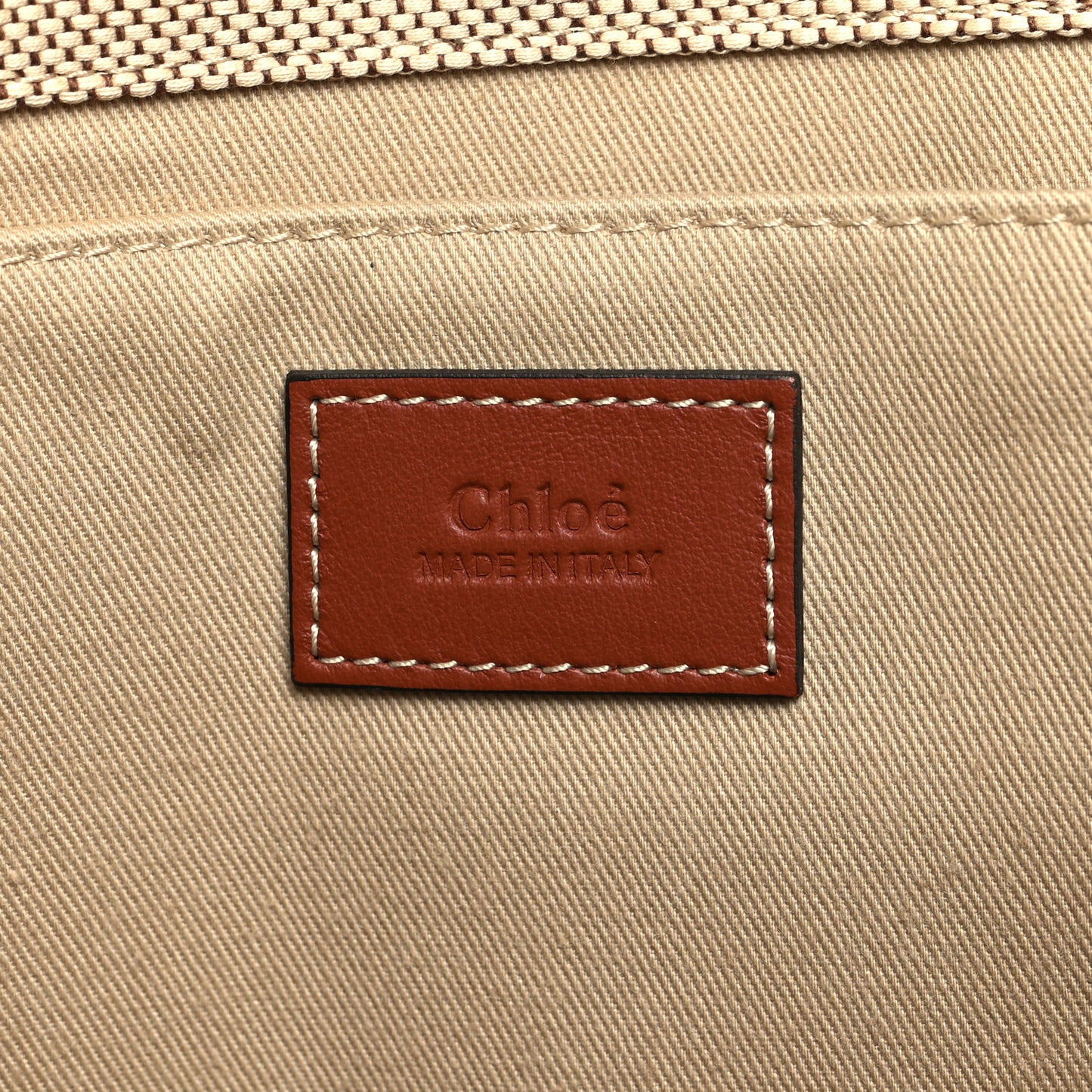 Cotton Calfskin Large Woody Ribbon Tote White Brown