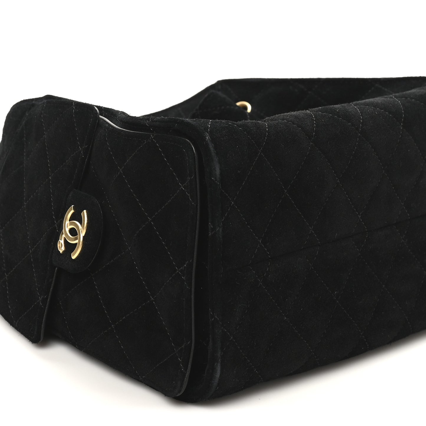 Suede Quilted Small Chanel 25 Handbag Black