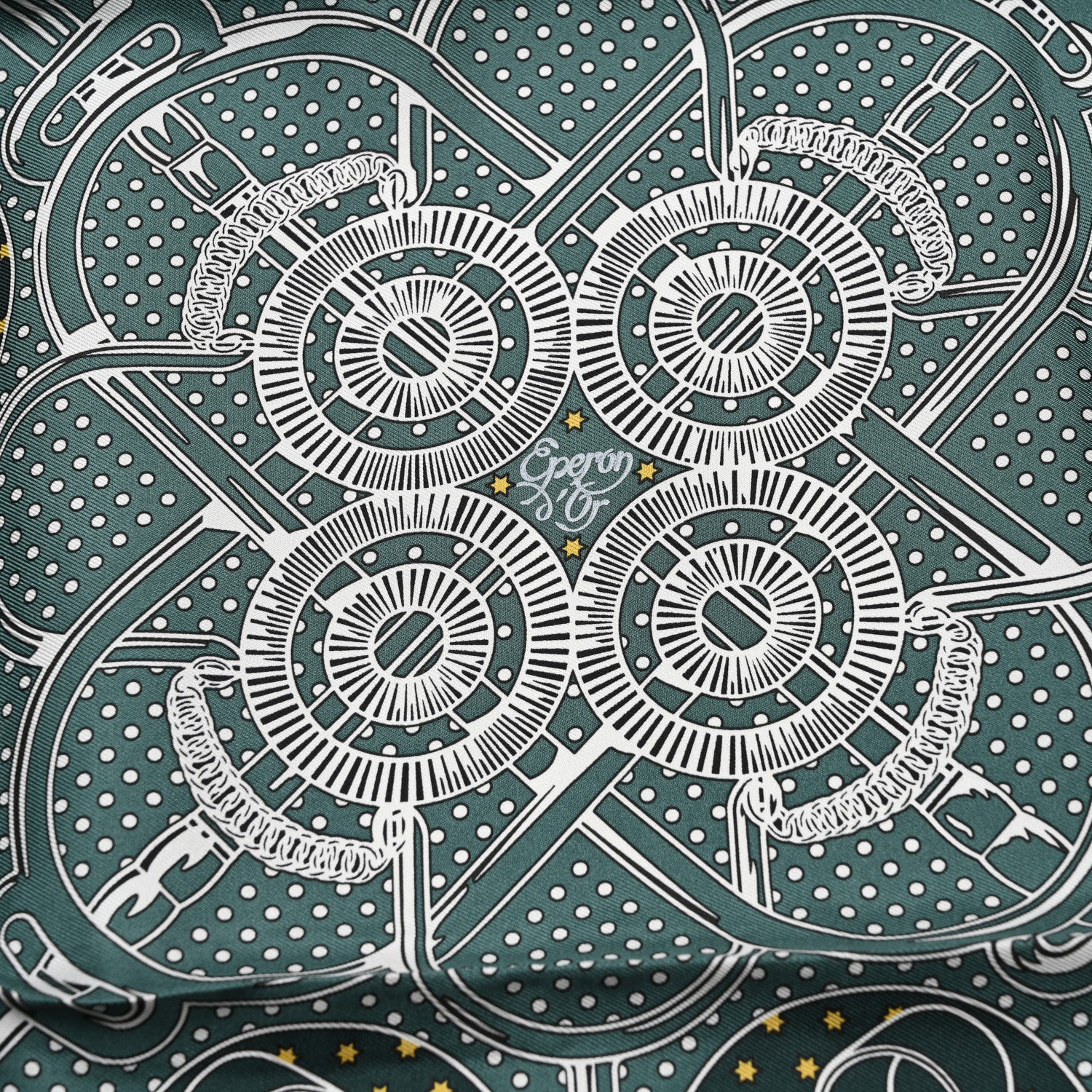 Hermes Silk Eperon D'Or Bandana Shawl 55 Vert Cypres White Black 5 of 5
