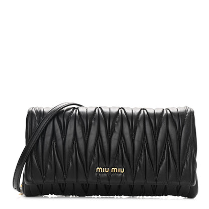 Miu Miu Nappa Matelasse Flap Clutch Black 1 of 9