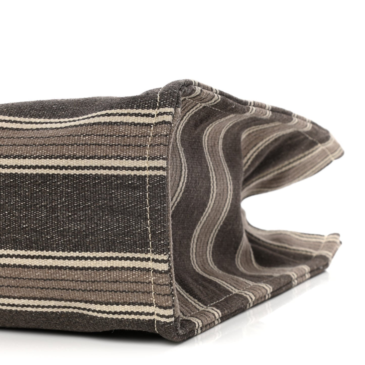 Canvas Calfskin Jacquard Vertical Cabas Grey Brown