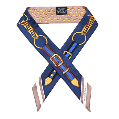 Hermes Silk Grand Tralala Twilly Marron Glacé Marine Gold 1 of 4