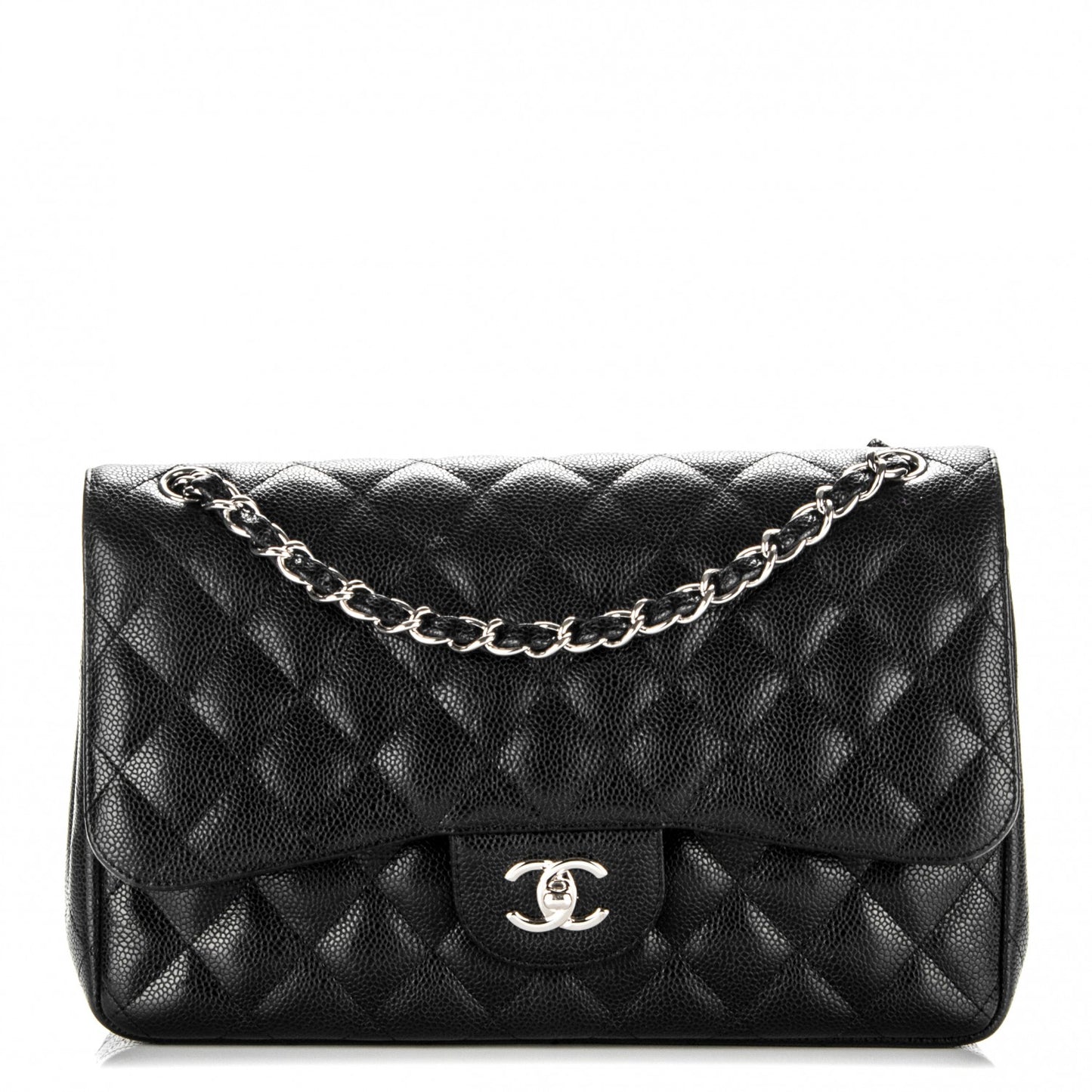 Caviar Quilted Jumbo Double Flap Black