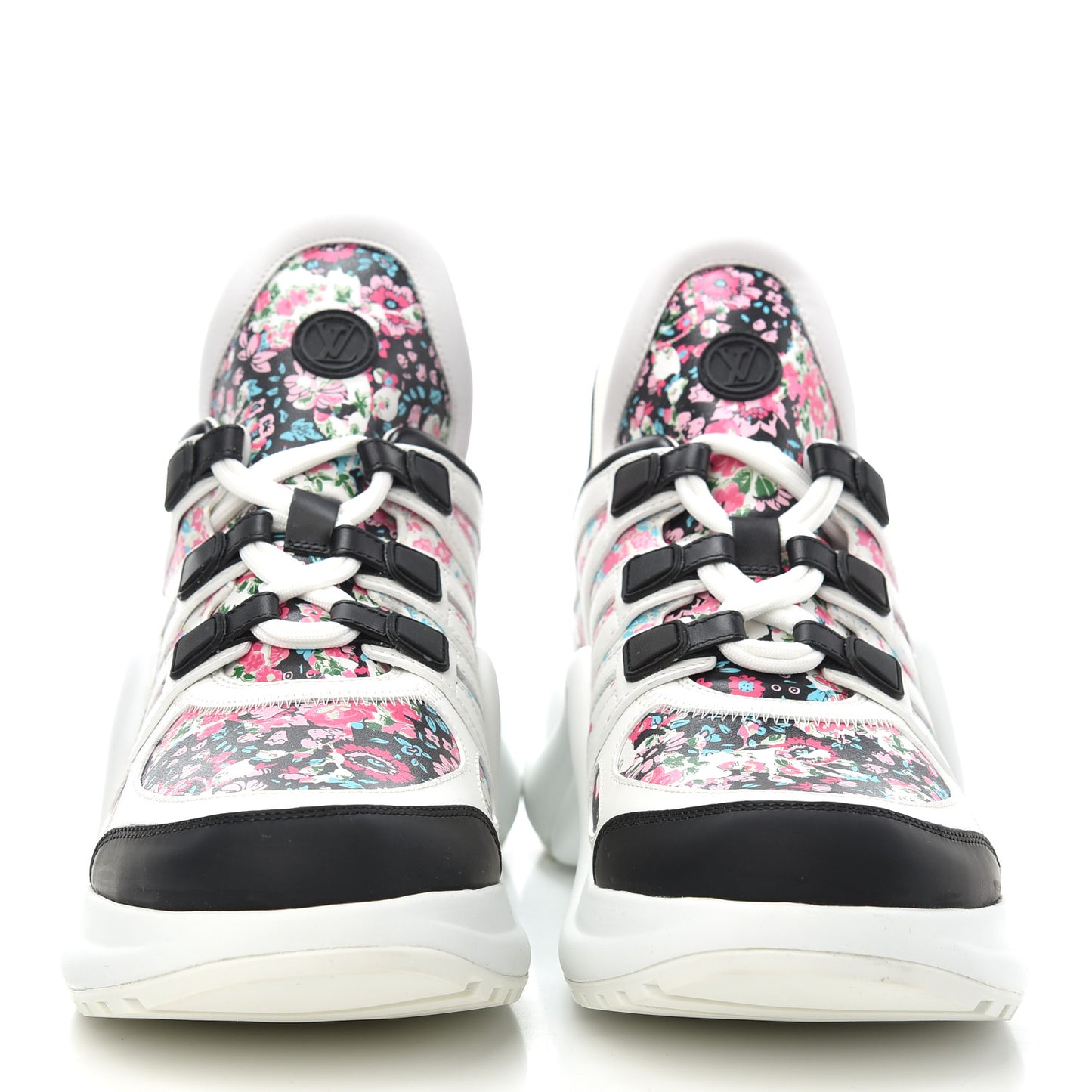 Flower Printed Calfskin Monogram LV Archlight Sneakers 41 Black Rose