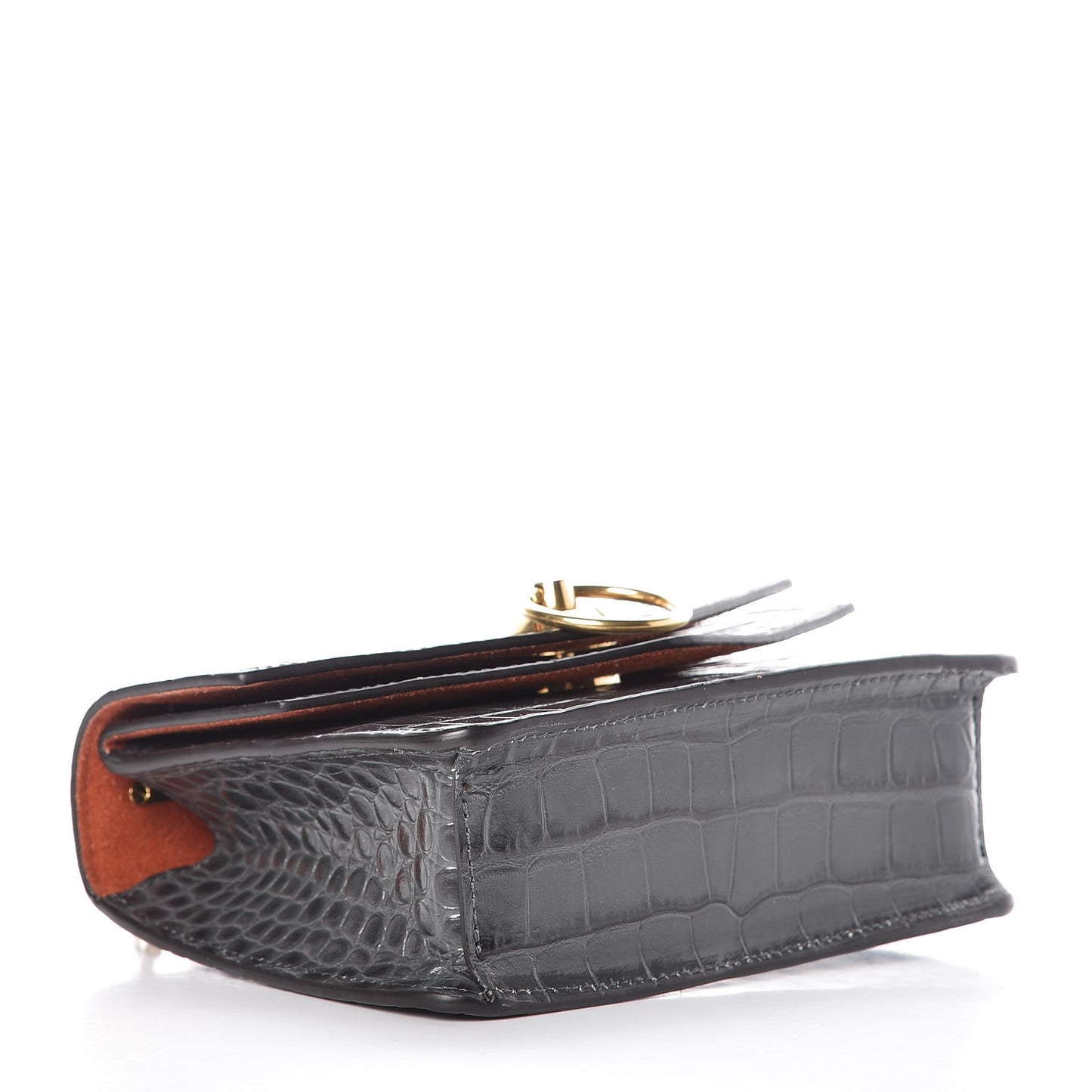 Calfskin Crocodile Embossed Small Harlow Satchel