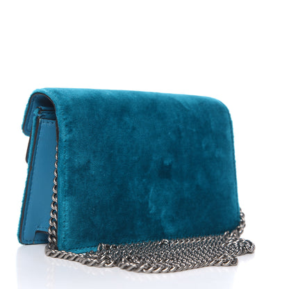 Gucci Velvet Super Mini Dionysus Shoulder Bag Pavone Cyan 3 of 10