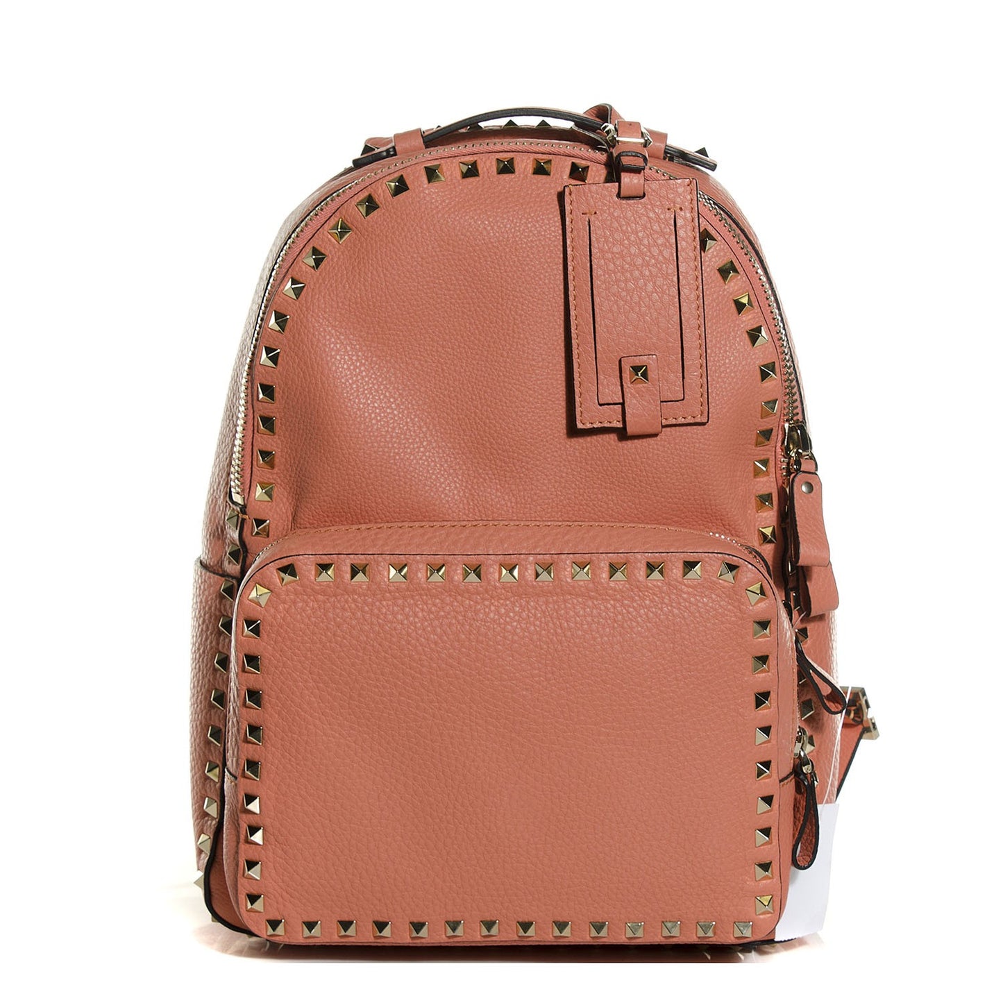 Grained Calfskin Medium Rockstud Backpack Coral
