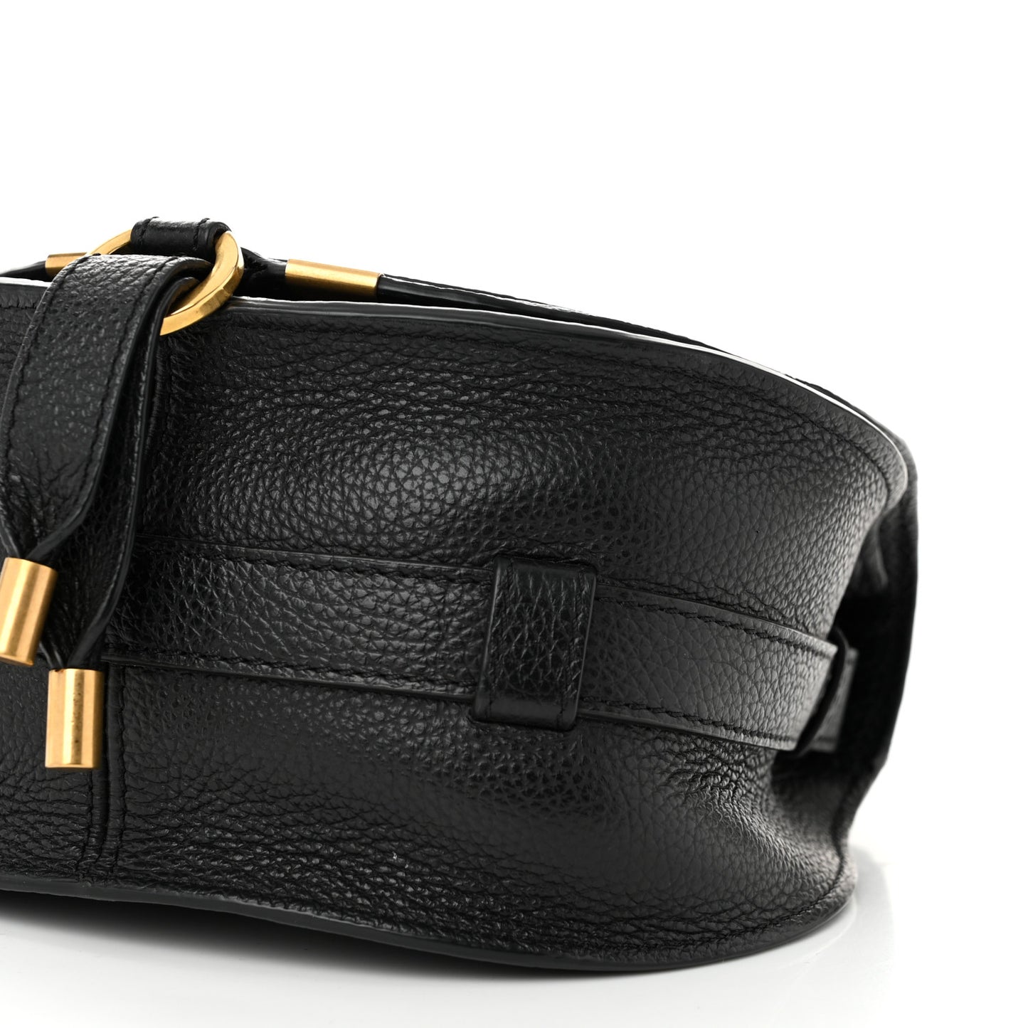 Grained Calfskin Small Marcie Saddle Bag Black