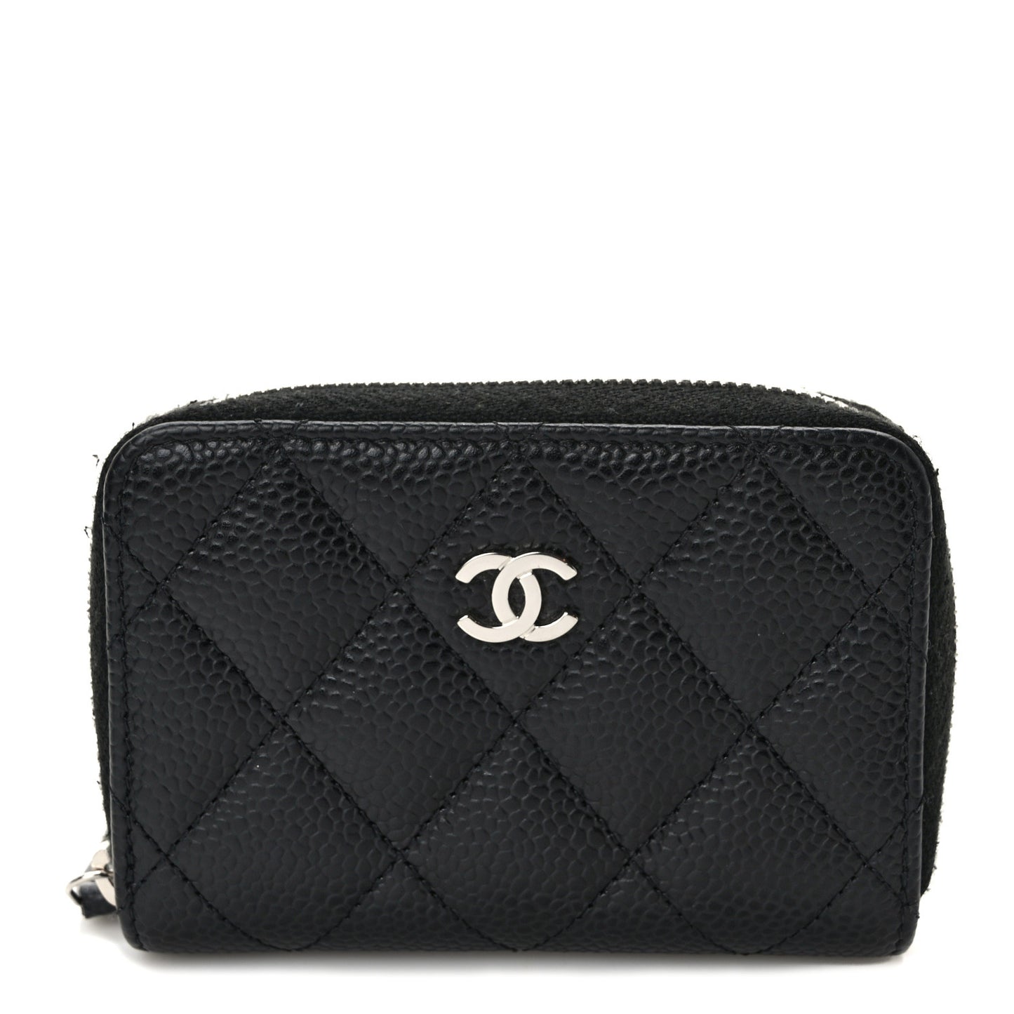 Caviar Quilted Zip Coin Purse Black