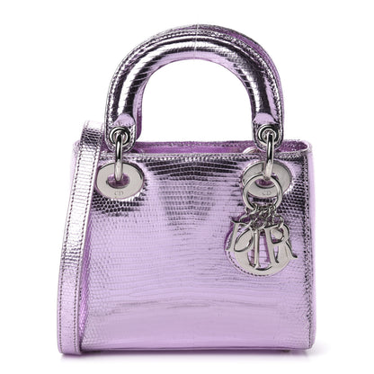 Christian Dior Metallic Lizard Mini Lady Dior Pink 1 of 11