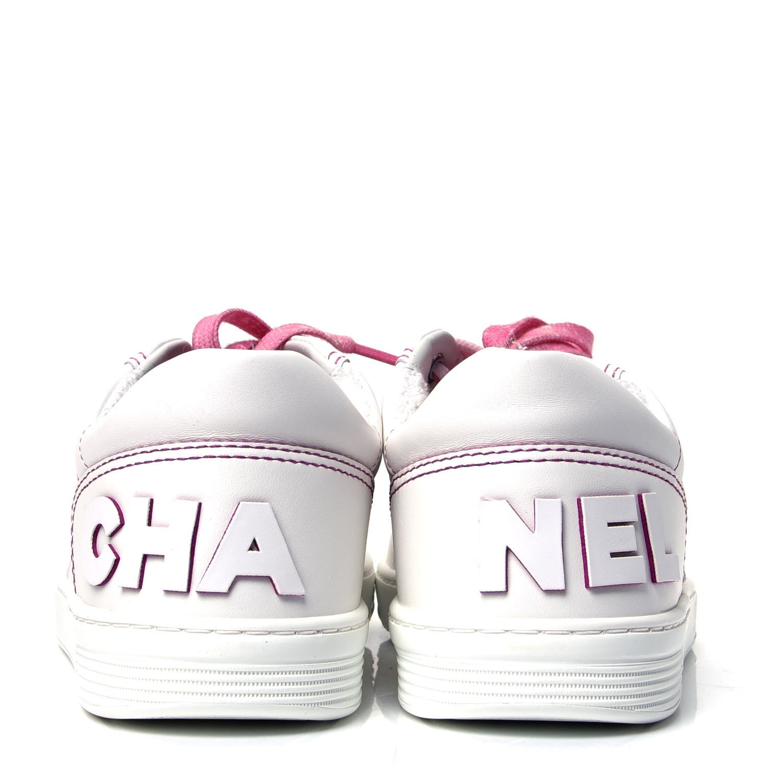 Chanel Calfskin Womens Logo Sneakers 39.5 White Pink 4 of 6