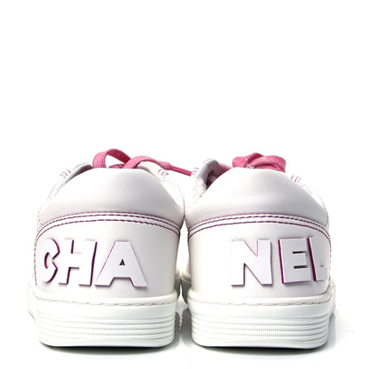 Chanel Calfskin Womens Logo Sneakers 39.5 White Pink 4 of 6