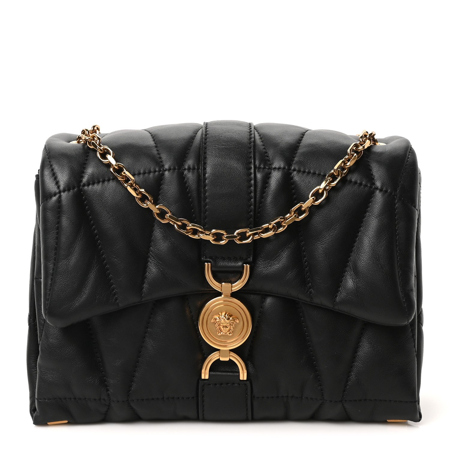 Versace Nappa Quilted Kleio Shoulder Bag Black 1 of 10