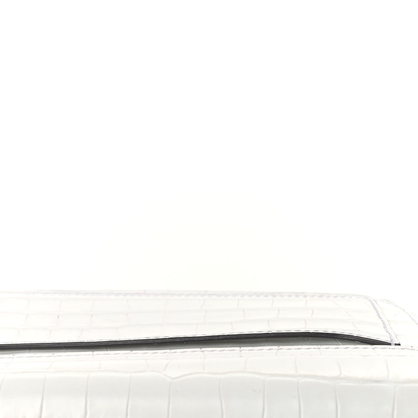 Calfskin Crocodile Embossed C Clutch With Chain White