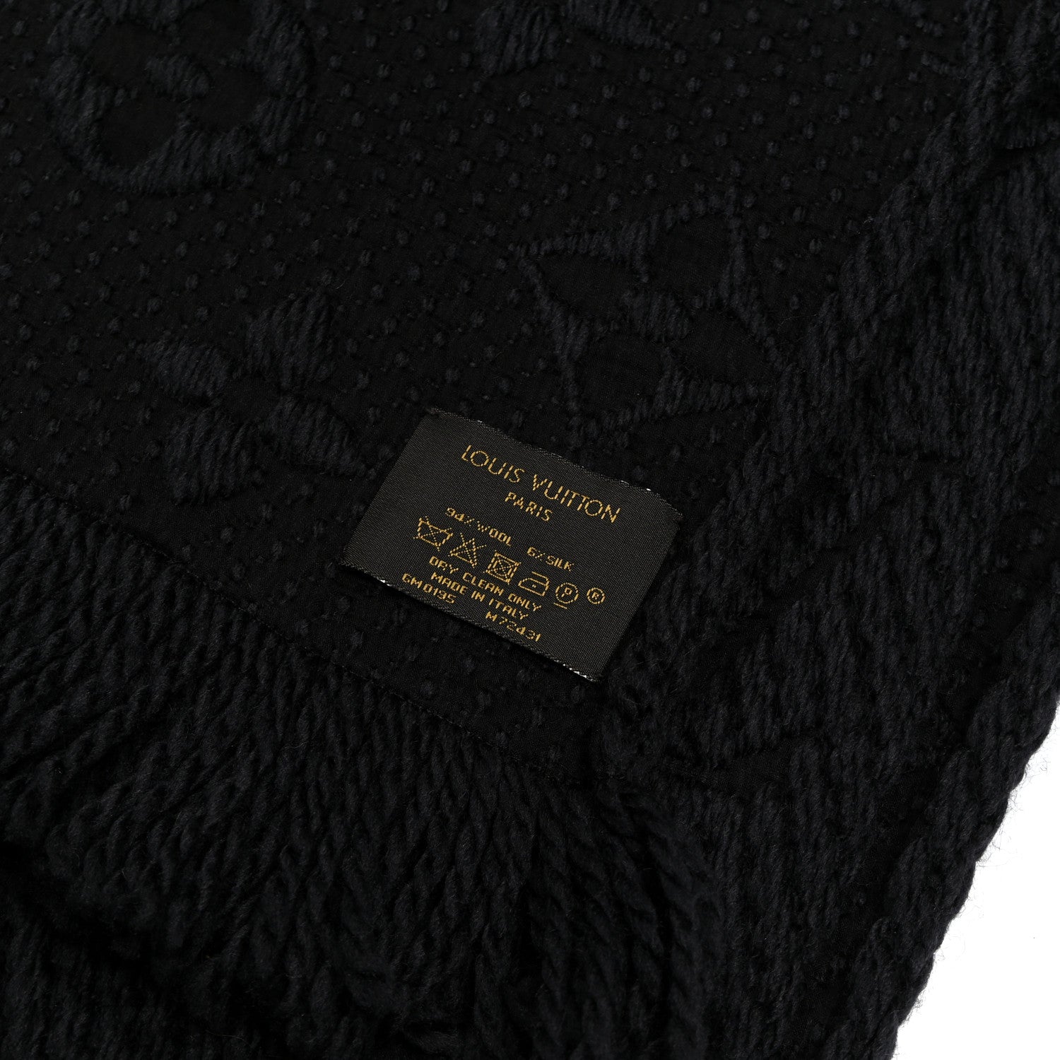 Louis Vuitton Wool Silk Logomania Scarf Charcoal Grey 3 of 4
