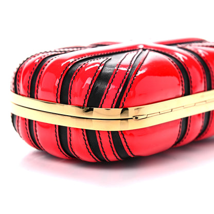 Alexander McQueen Patent Calfskin Britannia Skull Box Clutch Red Black 8 of 18