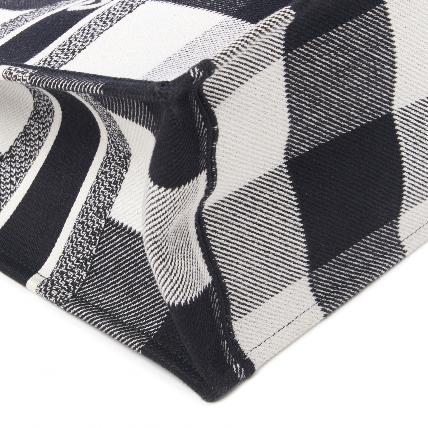 Christian Dior Canvas Embroidered Medium Checkered Book Tote Black White 5 of 8