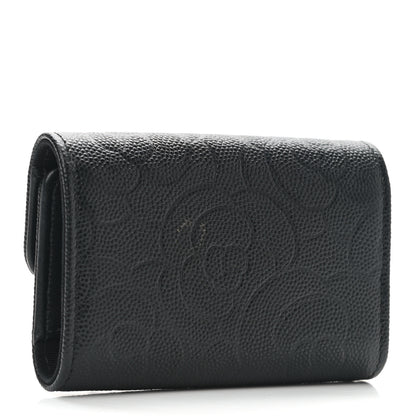 Chanel Caviar Embossed Camellia 4 Key Holder Case Black 3 of 10