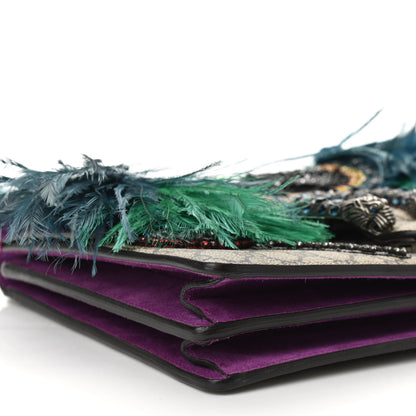 Gucci GG Supreme Monogram Feather Embroidered Medium Dionysus Parrot Shoulder Bag Beige Multicolor 9 of 12