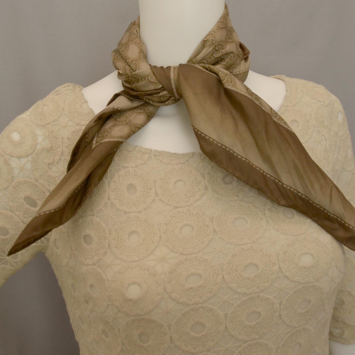 Silk Monogram Square Scarf Brown
