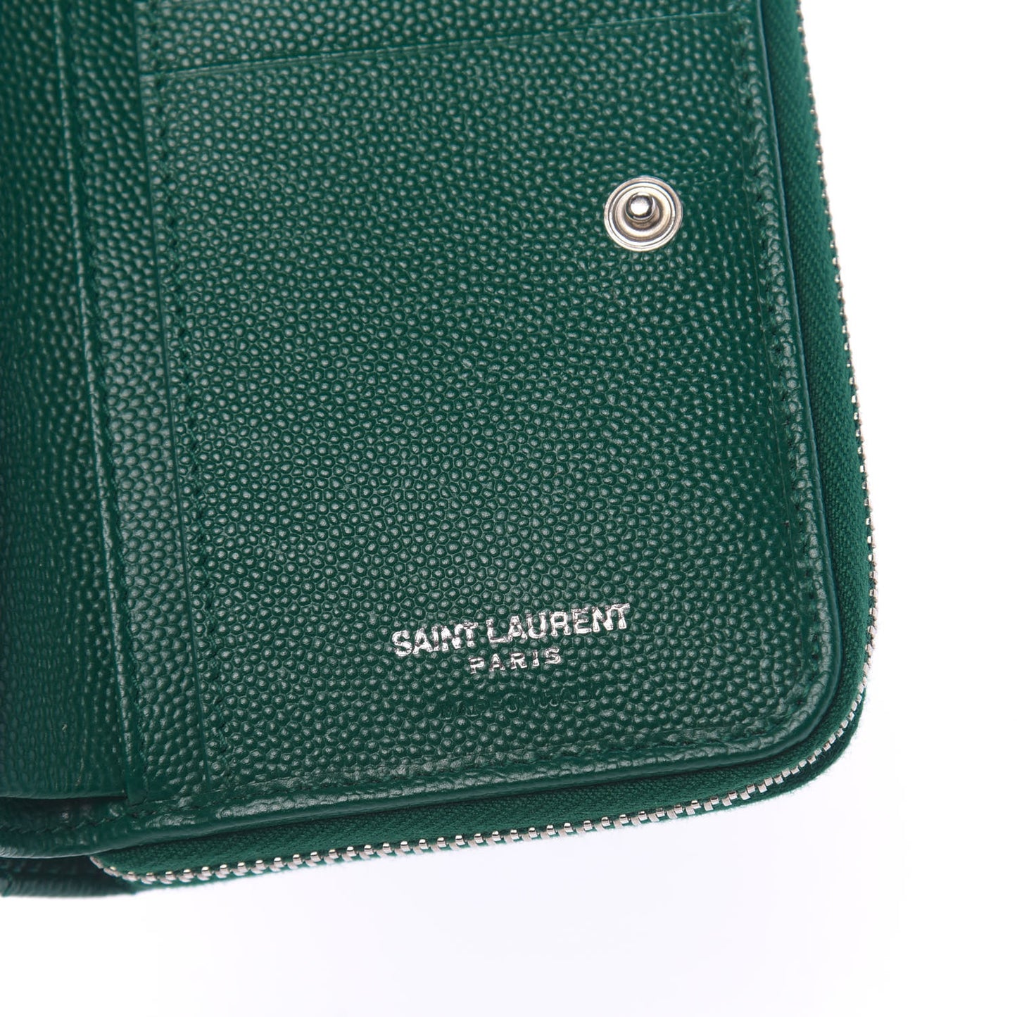 Grain De Poudre Matelasse Compact Zip Around Wallet Malachite Green