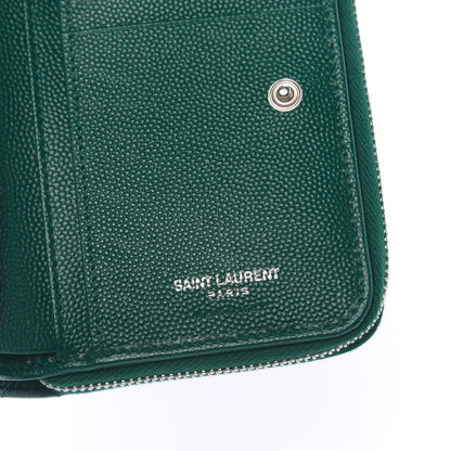 Saint Laurent Grain De Poudre Matelasse Compact Zip Around Wallet Malachite Green 6 of 8