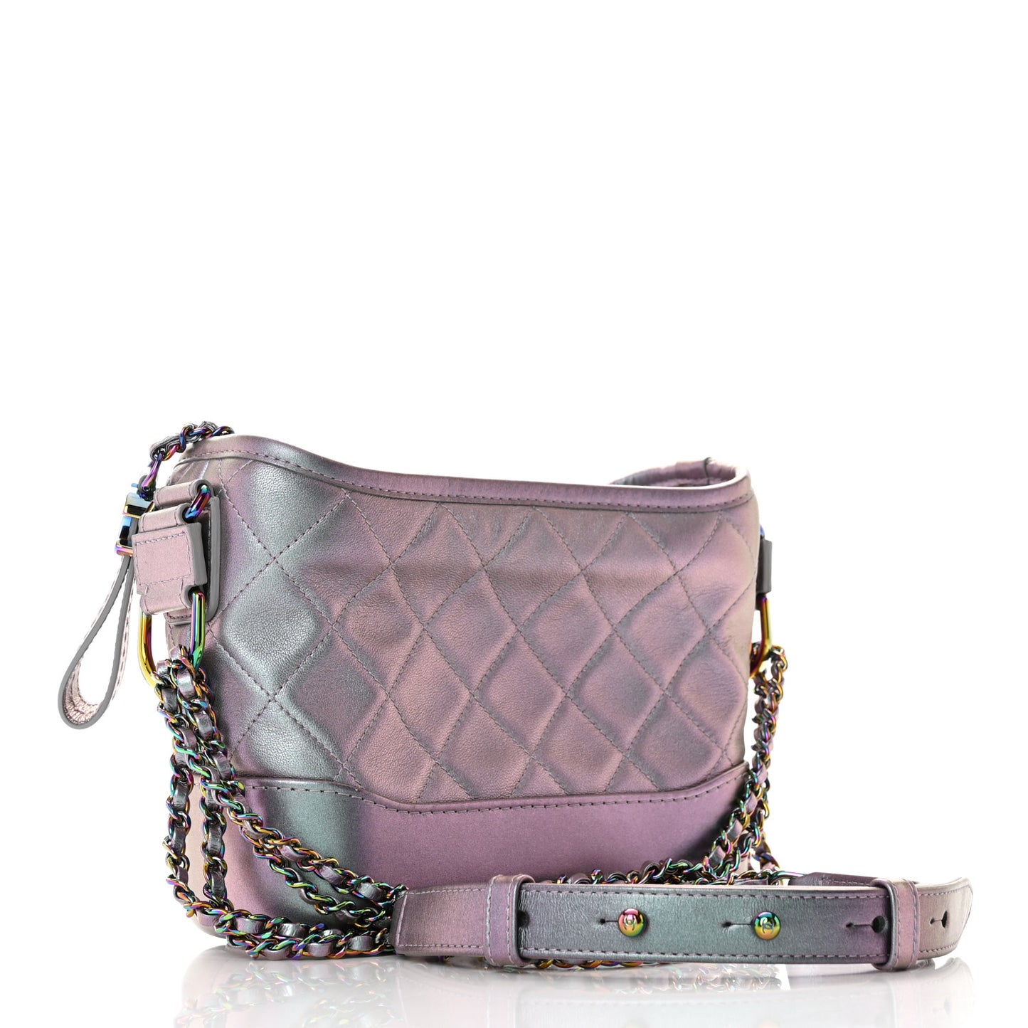 Iridescent Lambskin Calfskin Quilted Small Gabrielle Hobo Light Purple