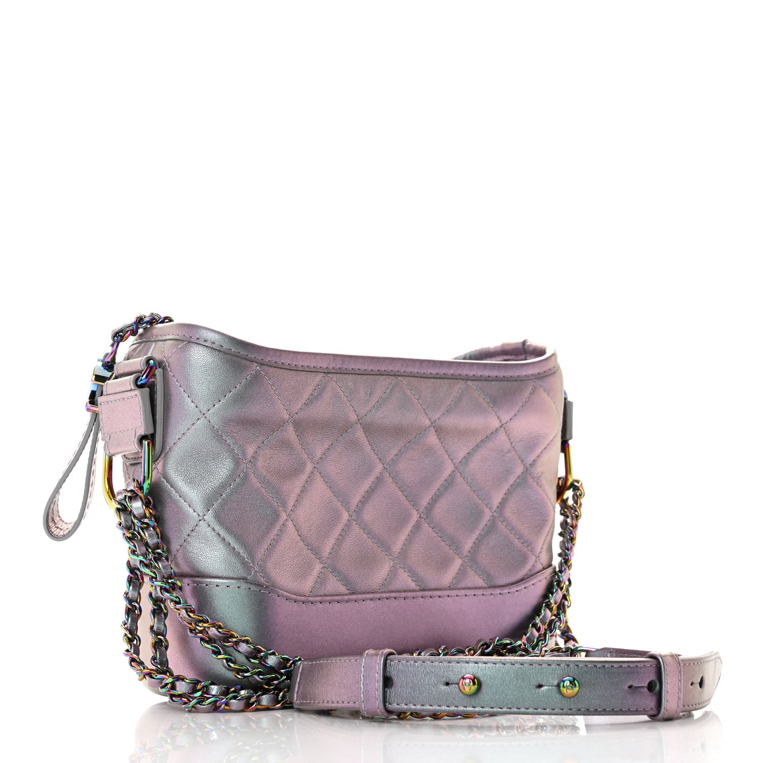 Chanel Iridescent Lambskin Calfskin Quilted Small Gabrielle Hobo Light Purple 3 of 13