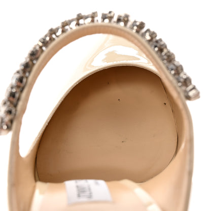 Jimmy Choo Patent Crystal Bing 100 Pumps 39.5 Linen 10 of 12