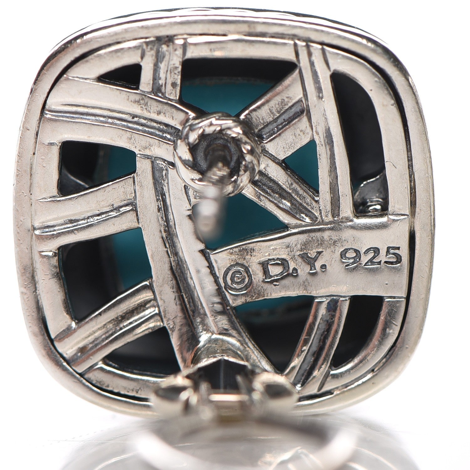 David Yurman Sterling Silver Turquoise 11mm Albion Earrings 4 of 4