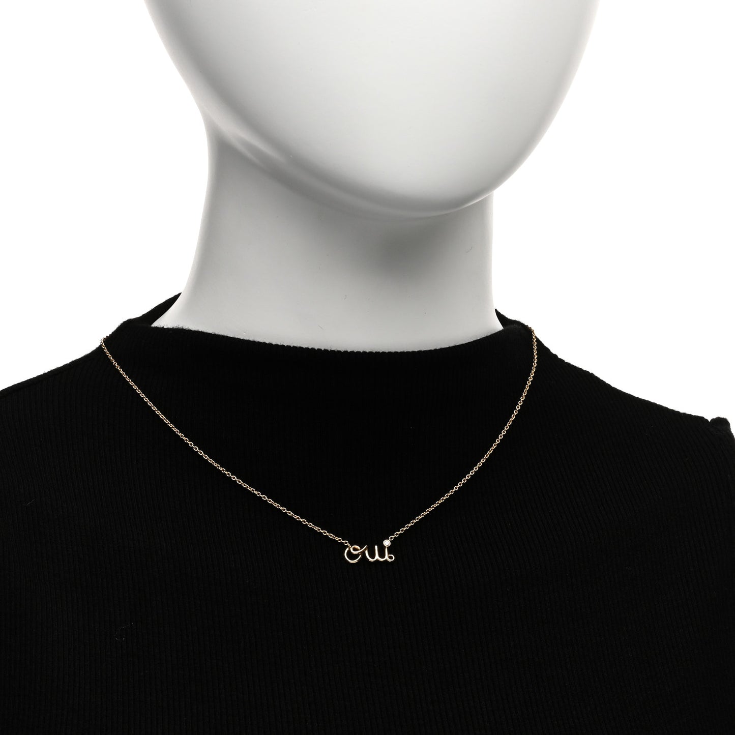 18K Yellow Gold Diamond Oui Pendant Necklace