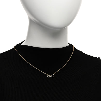 Christian Dior 18K Yellow Gold Diamond Oui Pendant Necklace 2 of 5