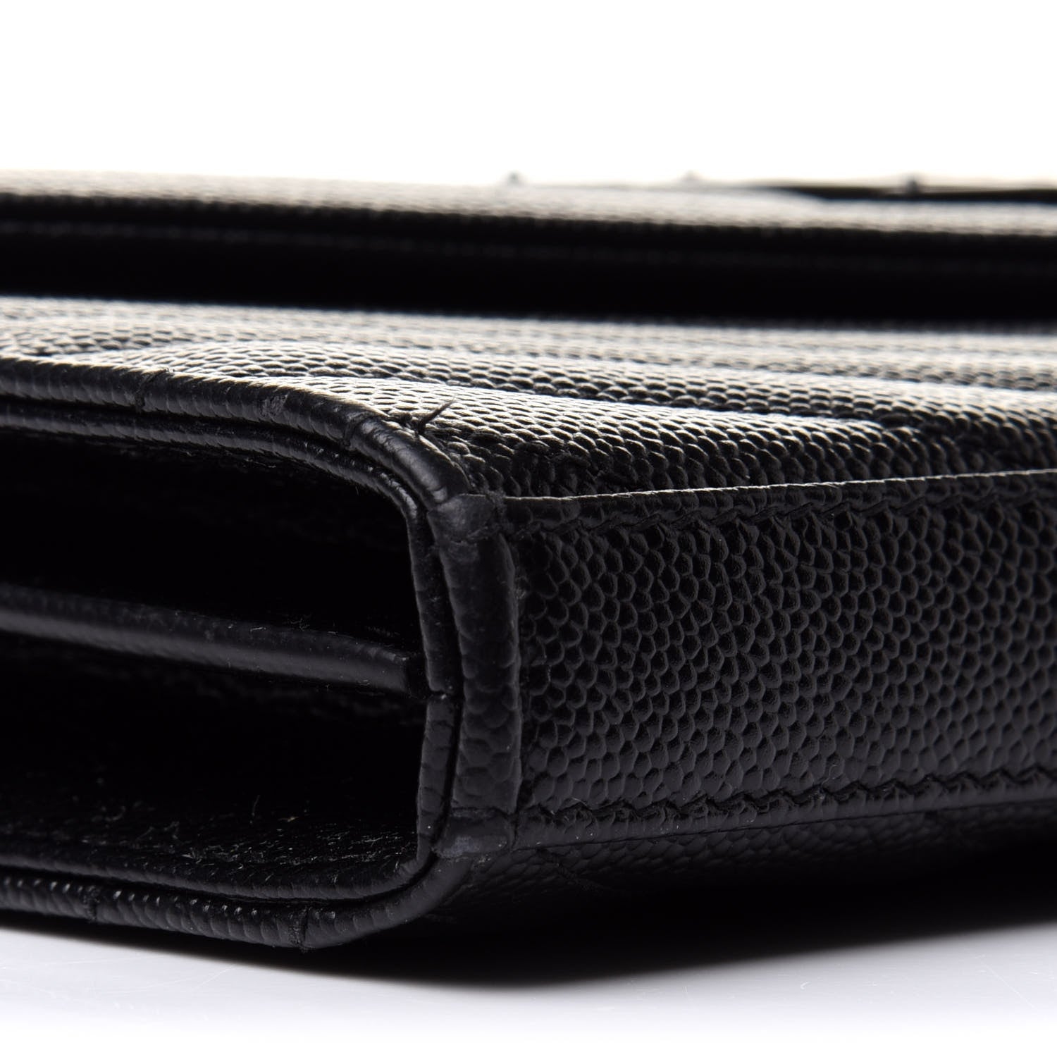 Saint Laurent Grain De Poudre Matelasse Chevron Monogram Chain Wallet Black 8 of 13