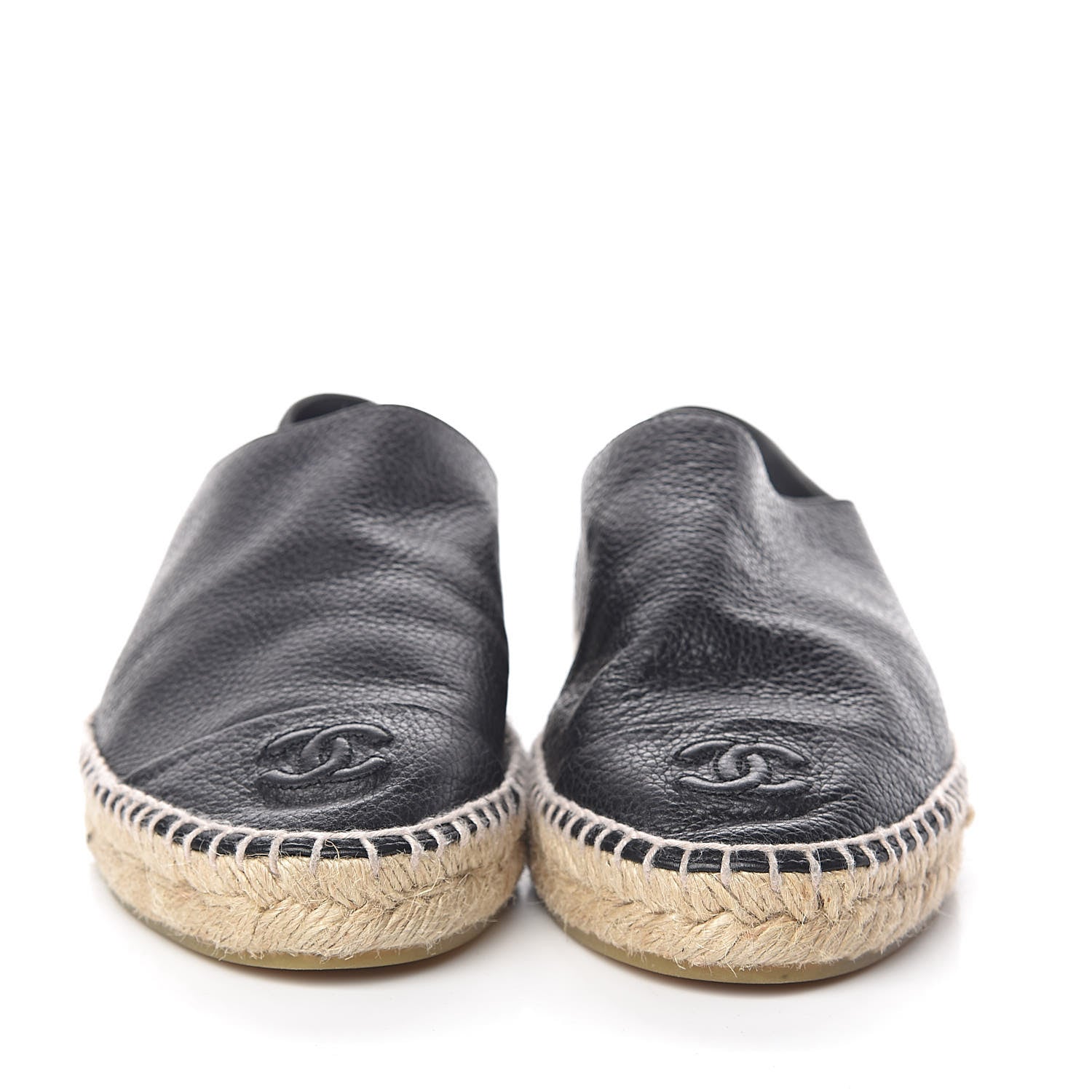 Chanel Grained Calfskin CC Espadrilles 40 Black 2 of 9