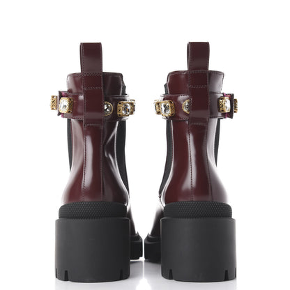 Gucci Calfskin Crystal GG Trip Chelsea Ankle Boots 39.5 Vintage Bordeaux 5 of 10