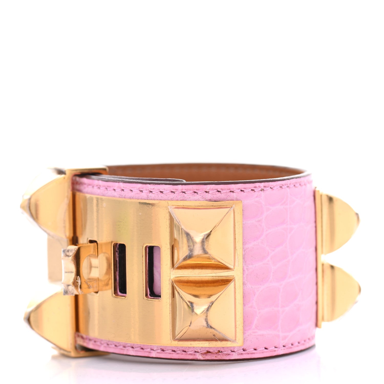 Hermes Matte Alligator Collier De Chien CDC Bracelet T2 5P Pink 3 of 9