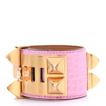 Hermes Matte Alligator Collier De Chien CDC Bracelet T2 5P Pink 3 of 9