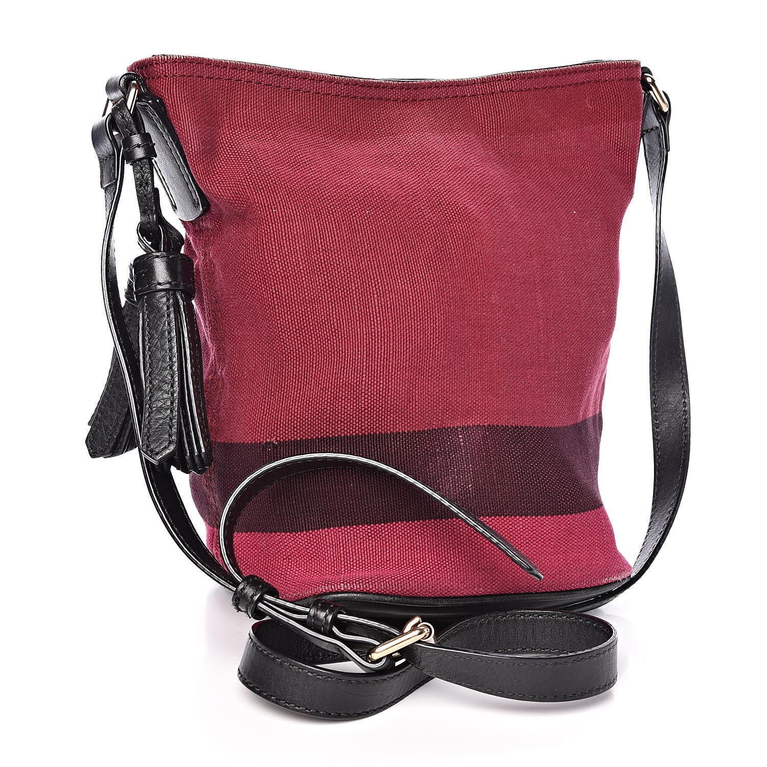 Burberry Overdyed Canvas Mega Check Mini Ashby Tassel Crossbody Deep Plum 3 of 9
