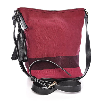 Burberry Overdyed Canvas Mega Check Mini Ashby Tassel Crossbody Deep Plum 3 of 9