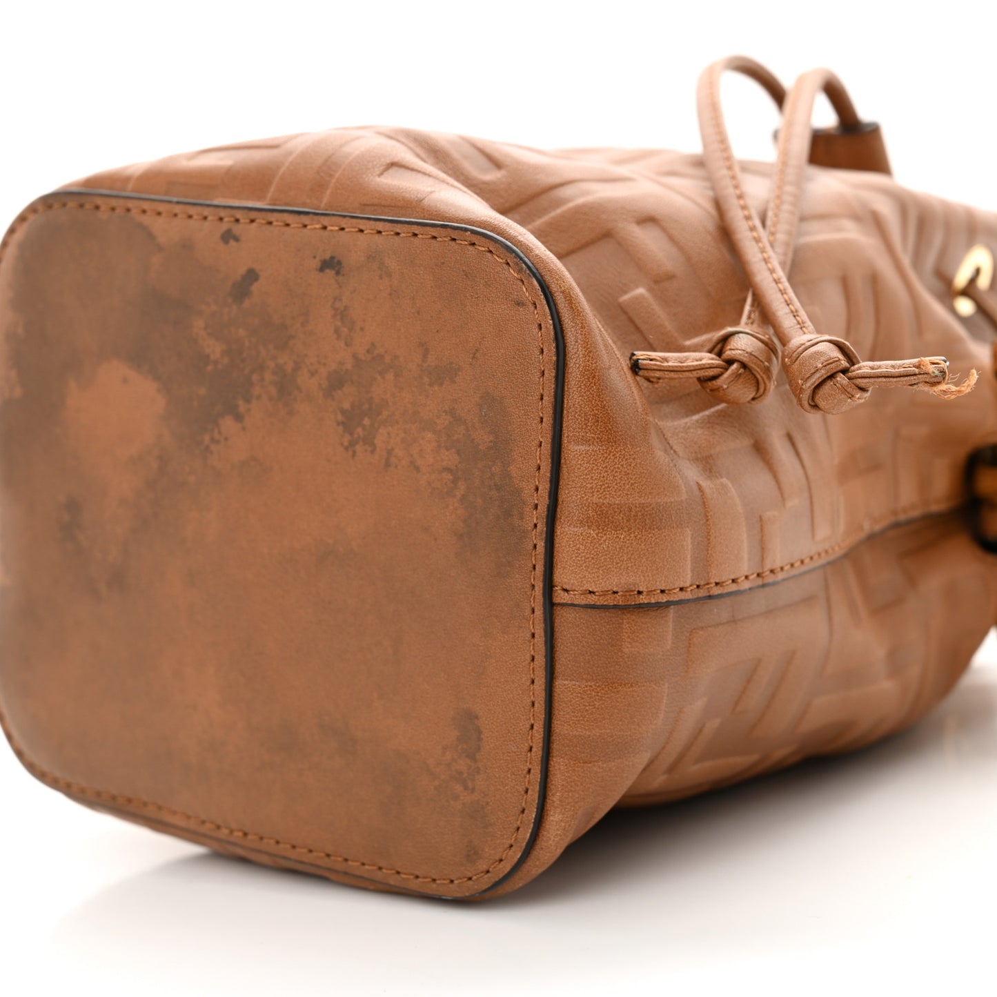 Vitello Cristallo Nature F is Fendi FF 1974 Embossed Mini Mon Tresor Bucket Bag Cuoio