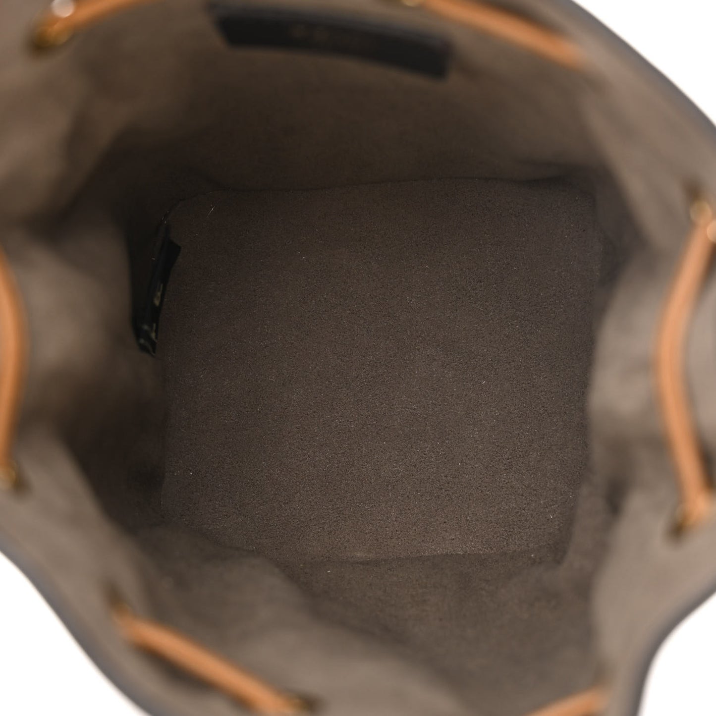 Vitello Cristallo Nature F is Fendi FF 1974 Embossed Mini Mon Tresor Bucket Bag Cuoio
