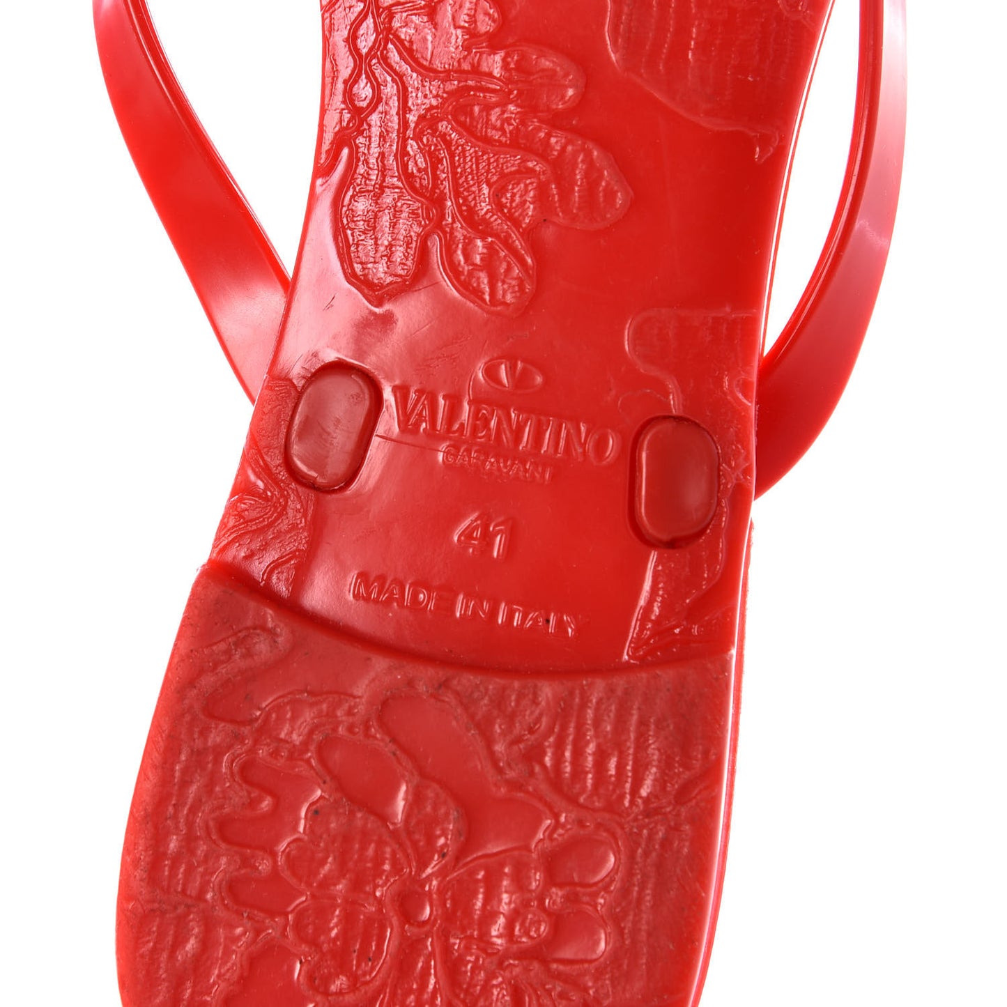 PVC Jelly Rockstud Bow Thong Sandals 41 Rosso Valentino