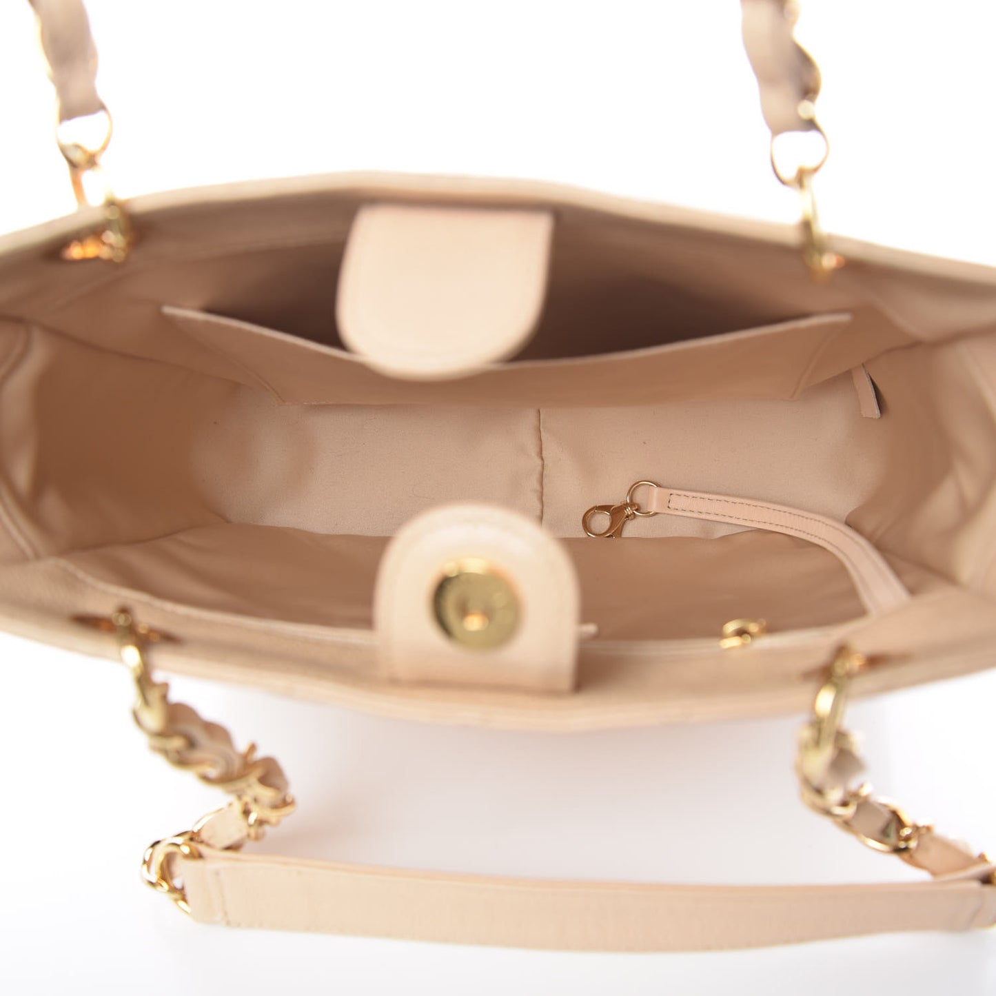 Caviar Quilted Petit Shopping Tote PST Beige