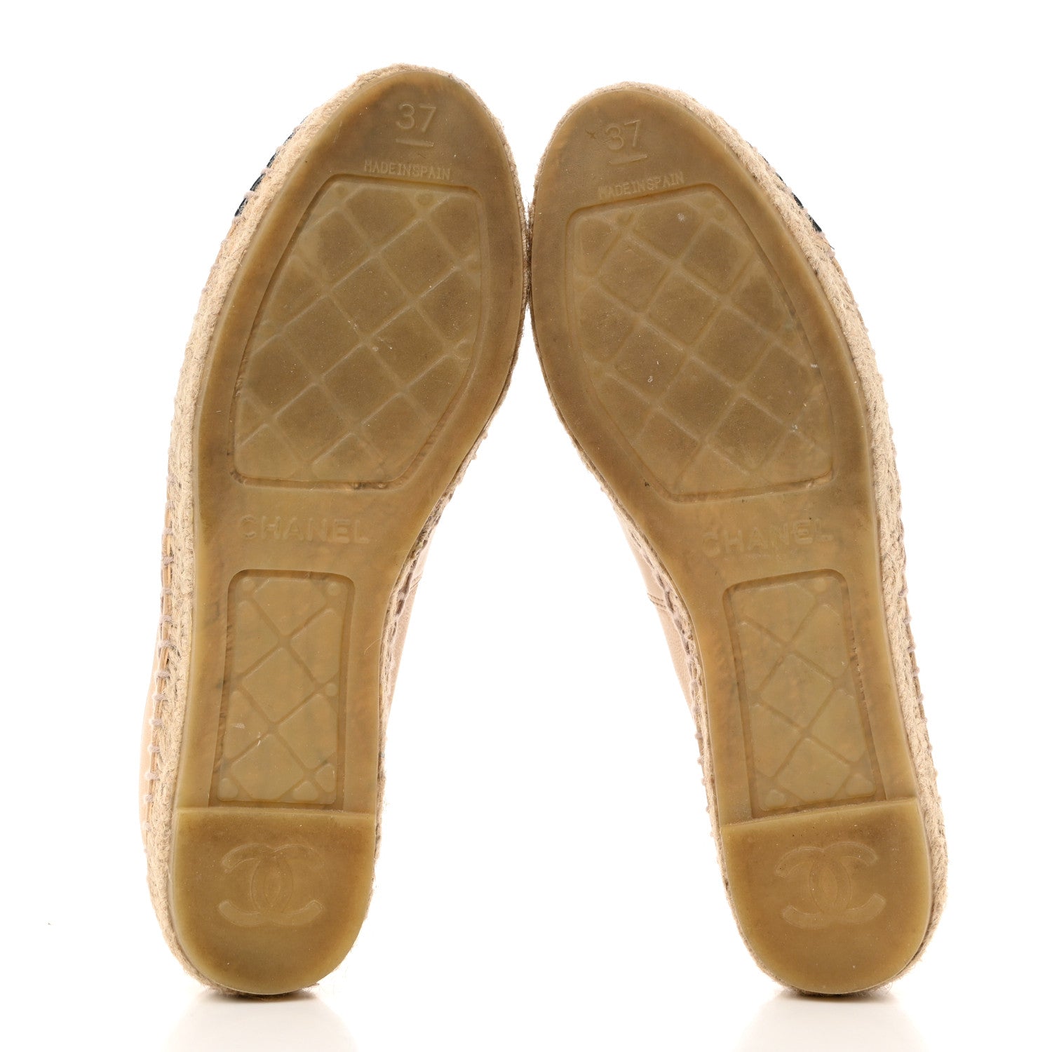 Chanel Lambskin CC Espadrilles 37 Beige Black 5 of 9