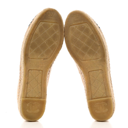 Chanel Lambskin CC Espadrilles 37 Beige Black 5 of 9
