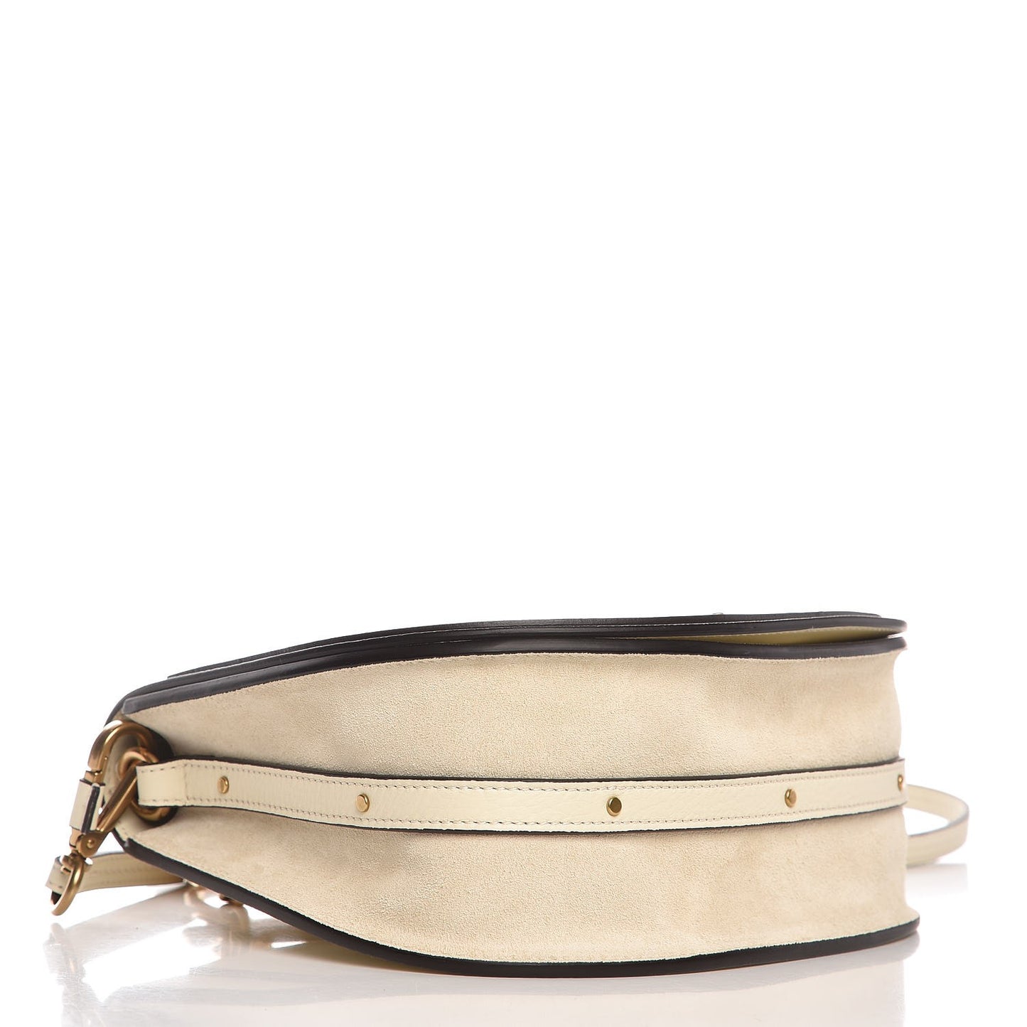 Calfskin Suede Medium Nile Bracelet Bag Off White