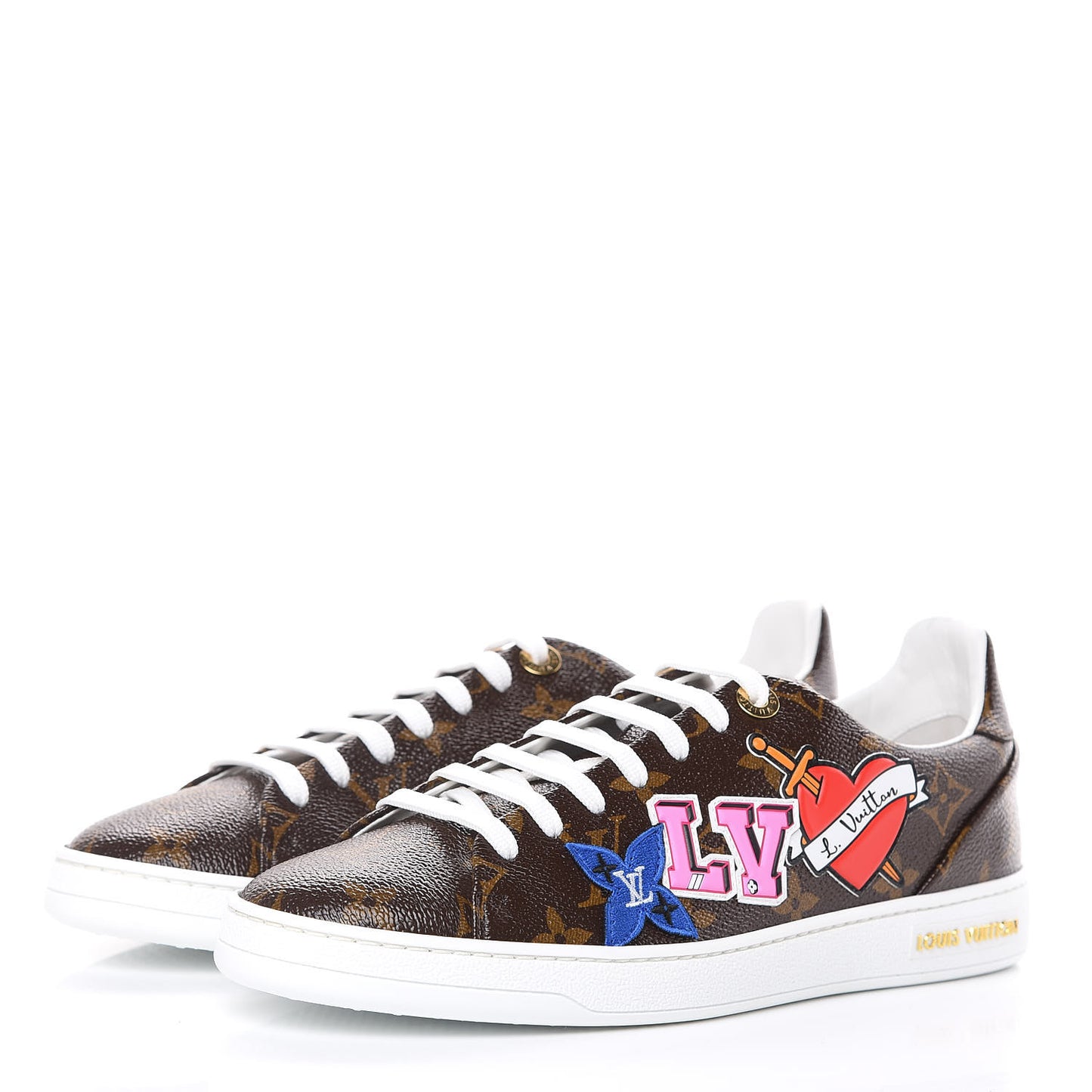 Calfskin Monogram LV Black Heart Sneakers 39 Cacao