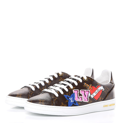 Louis Vuitton Calfskin Monogram LV Black Heart Sneakers 39 Cacao 3 of 9