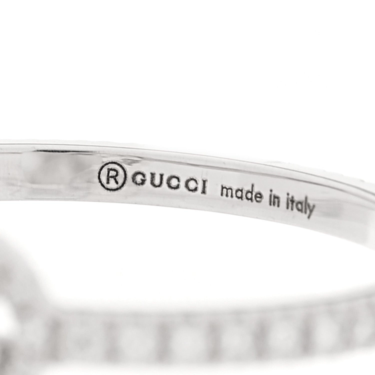 Gucci 18K White Gold Diamond Interlocking G Ring 53 6.25 4 of 5